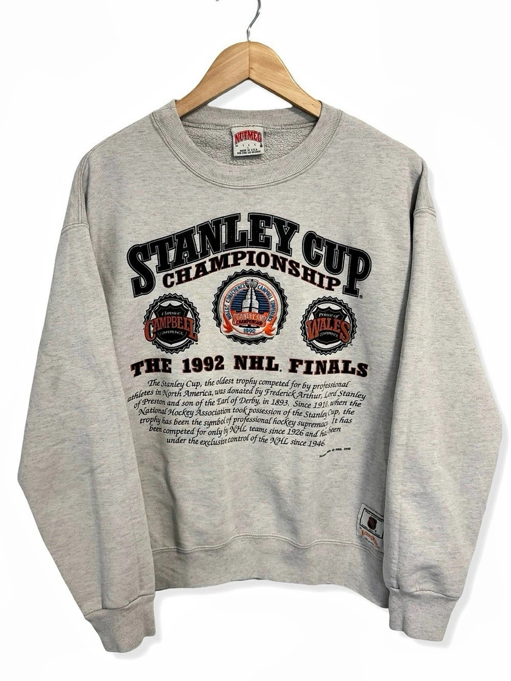 Vintage Nutmeg Mills 1992 NHL Finals Stanley Cup Championship sweatshirt